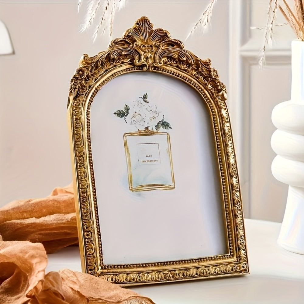 Baroque Vintage Gold Picture Frame - Ornate Resin Photo Frame for Wall & Tabletop Display, Elegant Wedding Anniversary Home Decor Gift, Classic Victorian Style