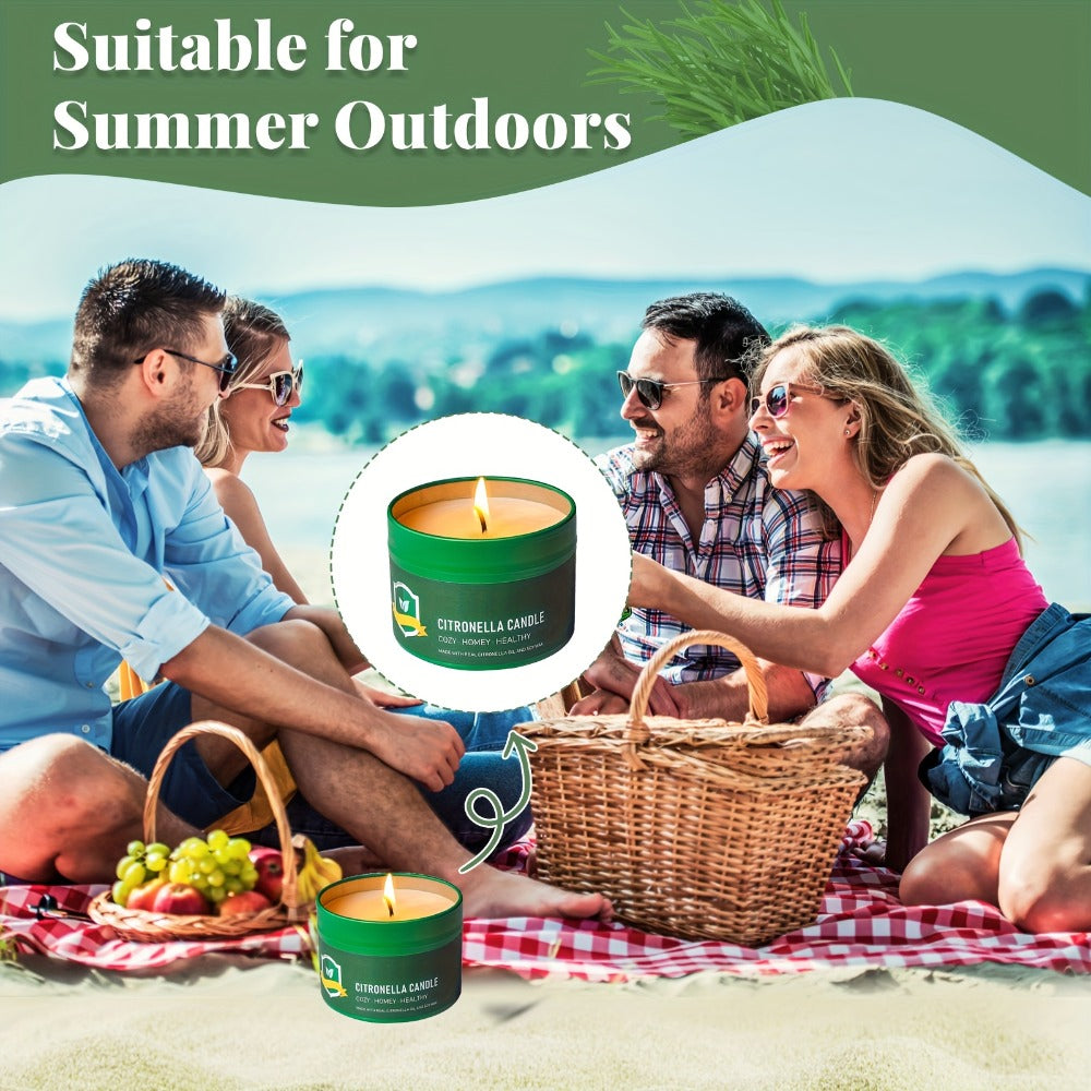 Citronella Candles Outdoor 6-Pack 4.4oz Each ¨C 150 Hours Long Burning, Mosquito Repellent Candles Set for Camping, Patio, BBQ, Garden, Yard, Deck & Lanai ¨C Father¡¯s Day Gift Idea