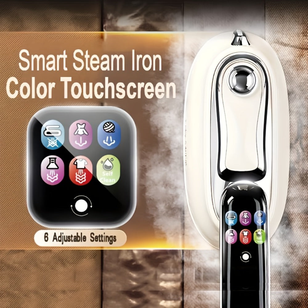 Smart Steam Iron Garment Steamer 2-in-1 1300W 5-Level Touchscreen Self-Cleaning Ceramic Soleplate 160ml Tank 5-Second Steam Horizontal Vertical Portable Home Travel White