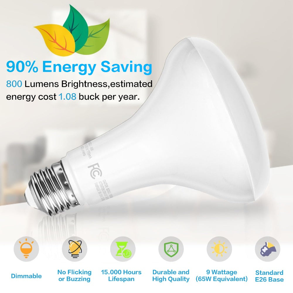 BR30 LED Flood Light Bulbs 12W 800 Lumens 5000K Daylight White Non-Dimmable ¨C 25000 Hour Lifespan E26 Base Recessed Lighting Bulbs for Indoor Ceiling Can Lights, 6 Pack 12 Pack 24 Pack