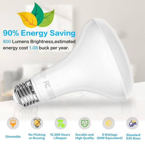 BR30 LED Flood Light Bulbs 12W 800 Lumens 5000K Daylight White Non-Dimmable ¨C 25000 Hour Lifespan E26 Base Recessed Lighting Bulbs for Indoor Ceiling Can Lights, 6 Pack 12 Pack 24 Pack