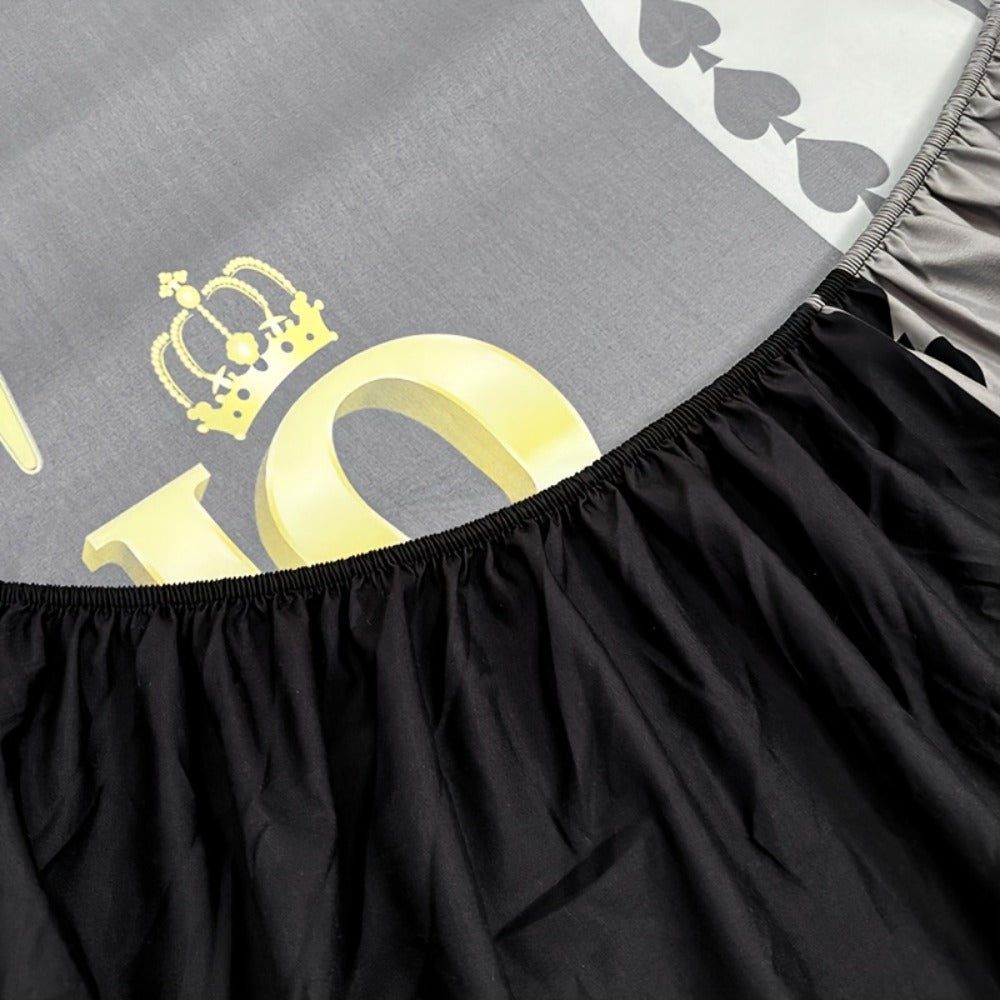 Bed Sheet Set 3 Piece Super Soft Microfiber Fitted Sheet with Pillowcases - Deep Pocket 15 Inch Crown Letter Print Color Block Bedding Twin Full Queen King All Season