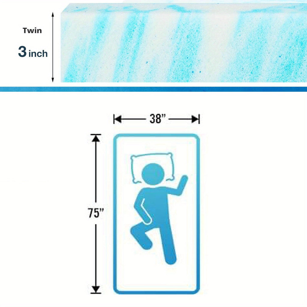 Cooling Gel Swirl Mattress Breathable Lightweight Comfort Foam Bed - Twin Full Queen King + Ergonomic Foam Neck Support Pillow - Choose Mattress Thickness 2in 3in or Gray Pillow Separately or Combined