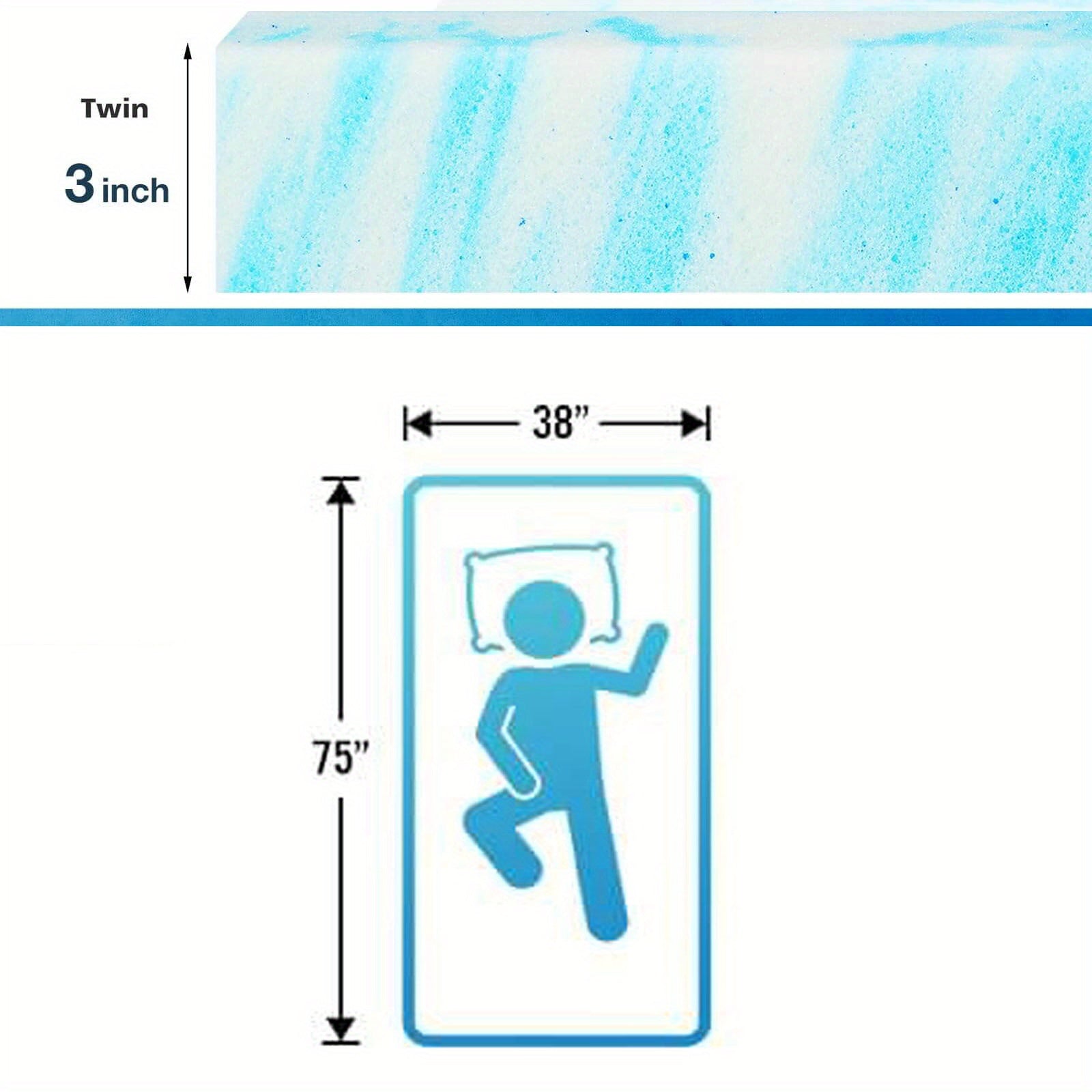 Cooling Gel Swirl Mattress Breathable Lightweight Comfort Foam Bed - Twin Full Queen King + Ergonomic Foam Neck Support Pillow - Choose Mattress Thickness 2in 3in or Gray Pillow Separately or Combined