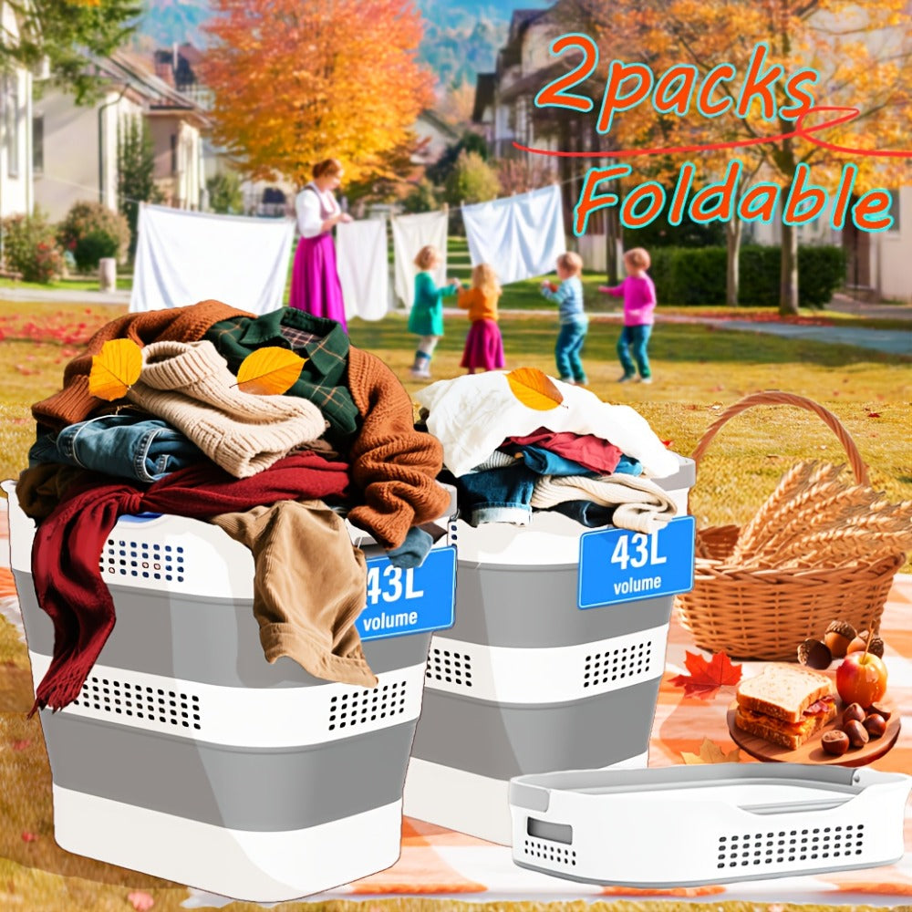 Collapsible Laundry Basket 43L Foldable Pop-Up Hamper with Handles ¨C 11.5 Gallon Plastic Laundry Basket Space-Saving Portable Storage Container Organizer for Bedroom, Bathroom & Dorm, 1pc or 2 Pack