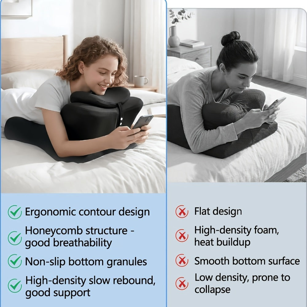 Wedge Pillow for Stomach Sleepers - Ergonomic Memory Foam Support for Cervical, Lumbar & Leg Elevation, Breathable Washable Cover, Multi-Use for Sleep, Reading & Office, 3 Colors