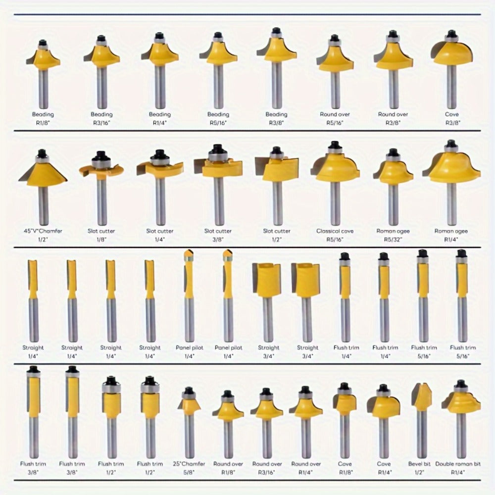 Carbide Router Bit Set 15 100PCS 1/4 Inch Shank Multi-Purpose Milling Carving Bits for Wood Fine Routing Engraving Professional Beginner Woodworking Tool Kit