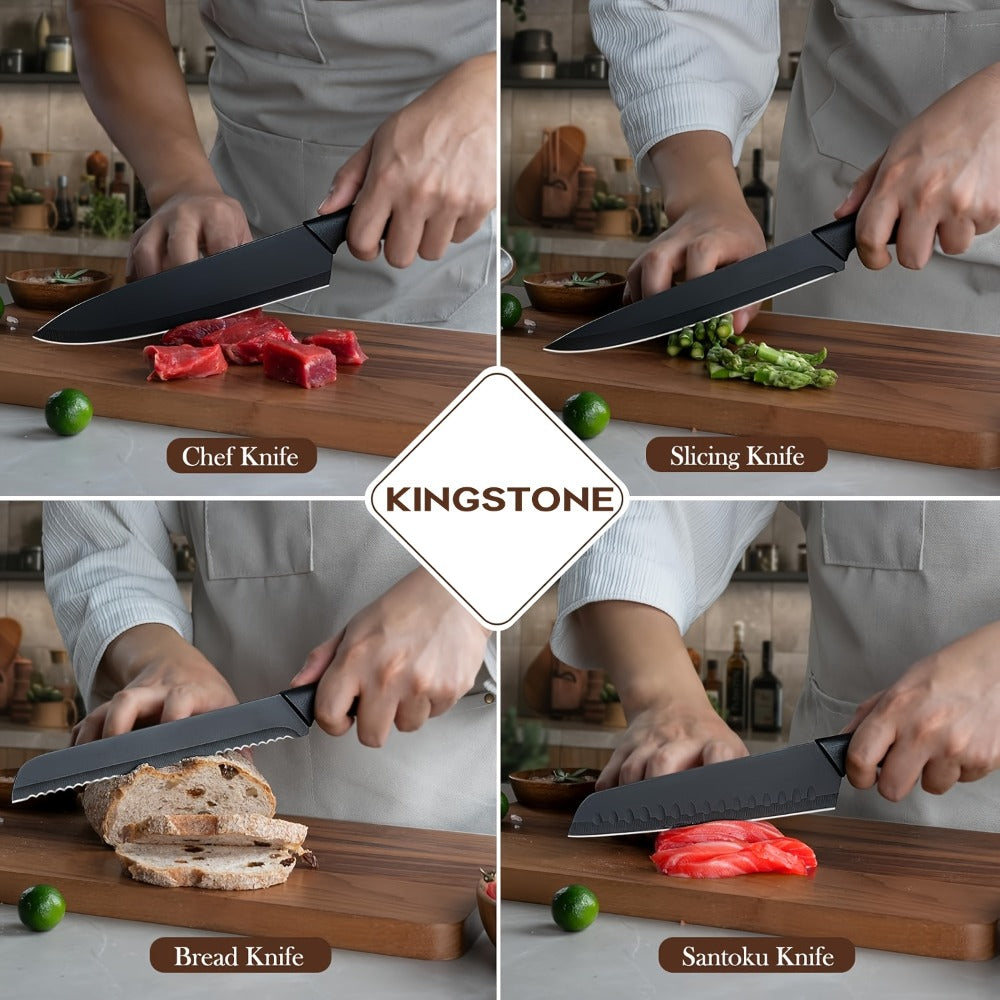 Kitchen Knife Set 15 Piece with Block & Scissors ¨C Professional Chef Knives High Carbon Stainless Steel, Ultra-Sharp Blade, Ergonomic Handle, Home & Restaurant Use, Ideal Holiday Gift