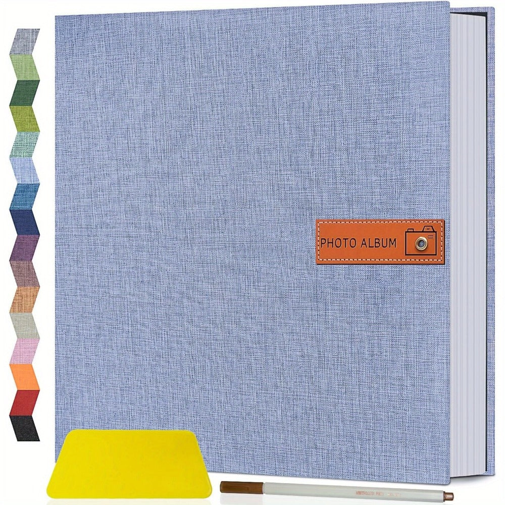 Self Adhesive Photo Album Scrapbook ¨C Large Linen Cover Memory Book for 4x6 5x7 8x10 Photos, DIY Picture Book with Metal Pen, Gift for Mom, Baby, Wedding, Valentine's Day & Mother's Day, 40 & 60 Pages
