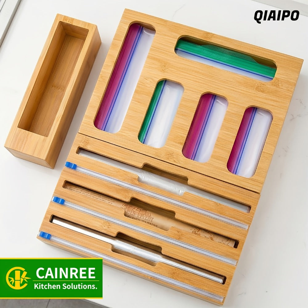 Bag Organizer Box 9-in-1 Kitchen Wrap & Foil Drawer Organizer, Compatible with Gallon Quart Sandwich Snack Bags, Easy to Use and Clean, Space-Saving Kitchen Storage Solution