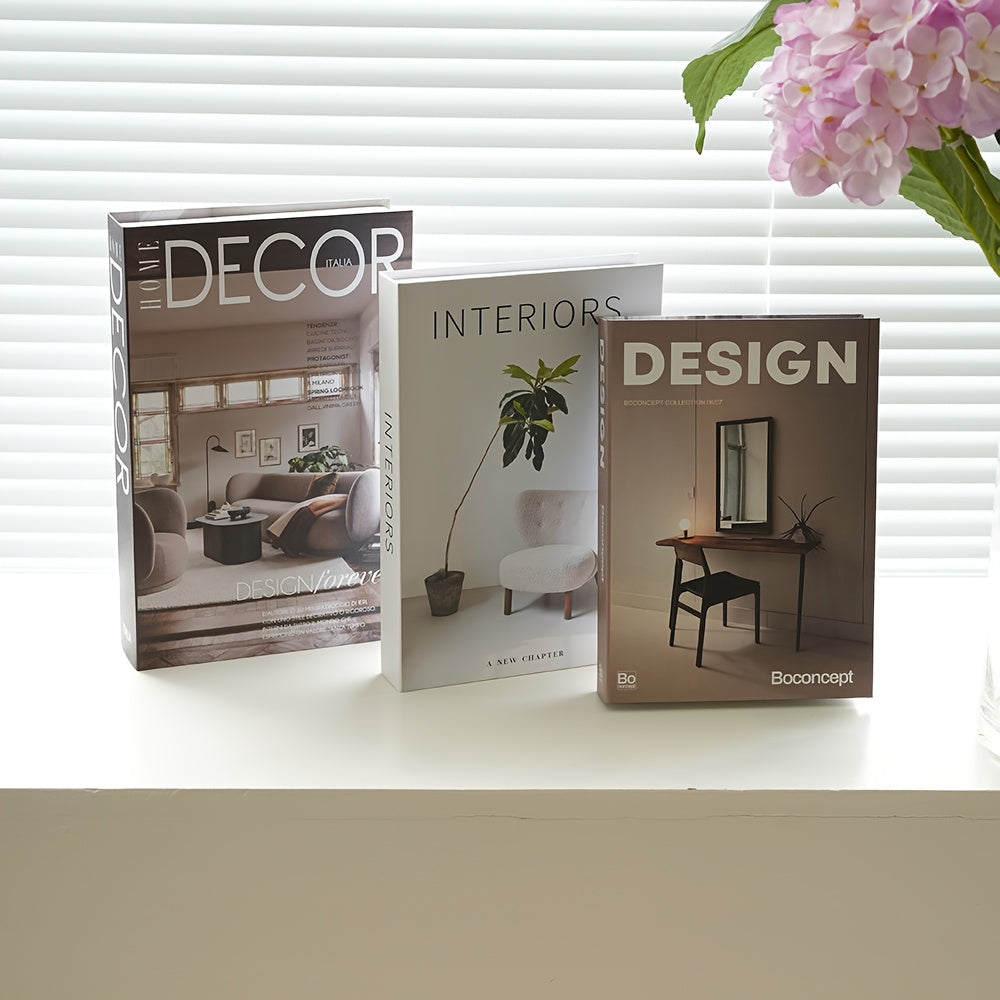 Decorative Fake Books Set of 3 ¨C Nordic Style Stackable Faux Book Decor for Living Room Bookshelf, Coffee Table & Shelf Styling, Maintenance-Free Paper Dummy Books Home Decor Accent