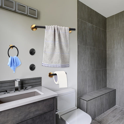 10-Piece Bathroom Hardware Set SUS304 Stainless Steel Wall Mounted Towel Bar Toilet Paper Holder Robe Hooks Gold Black