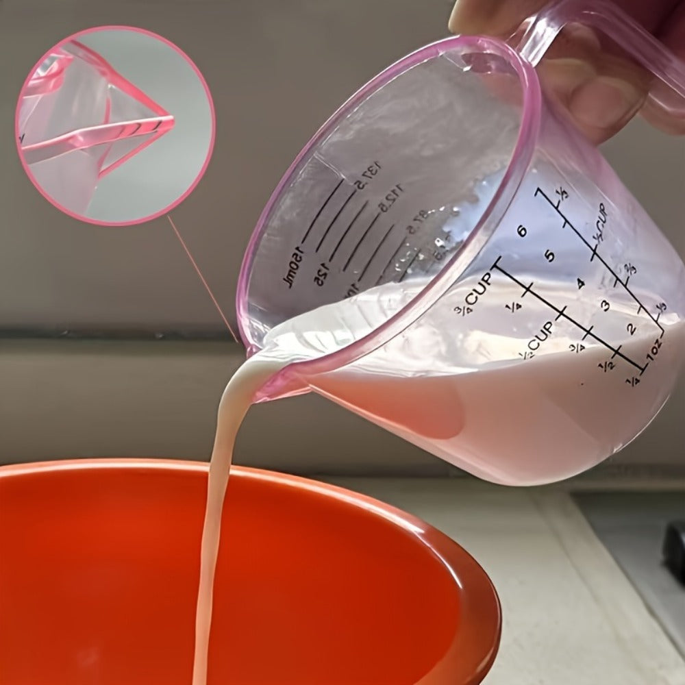 Measuring Cups and Spoon Set 4pcs - Pink Transparent Baking Measuring Cup Kit with ML OZ Cup Markings, PS Material, Kitchen Baking Cooking Accessories