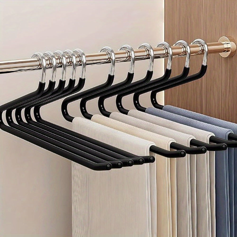 Pants Hangers Metal Open Leg Non-Slip - Heavy Duty Trouser Jeans Hanger for Wardrobe, Space Saving, Black or White, 10/20/30/50pcs