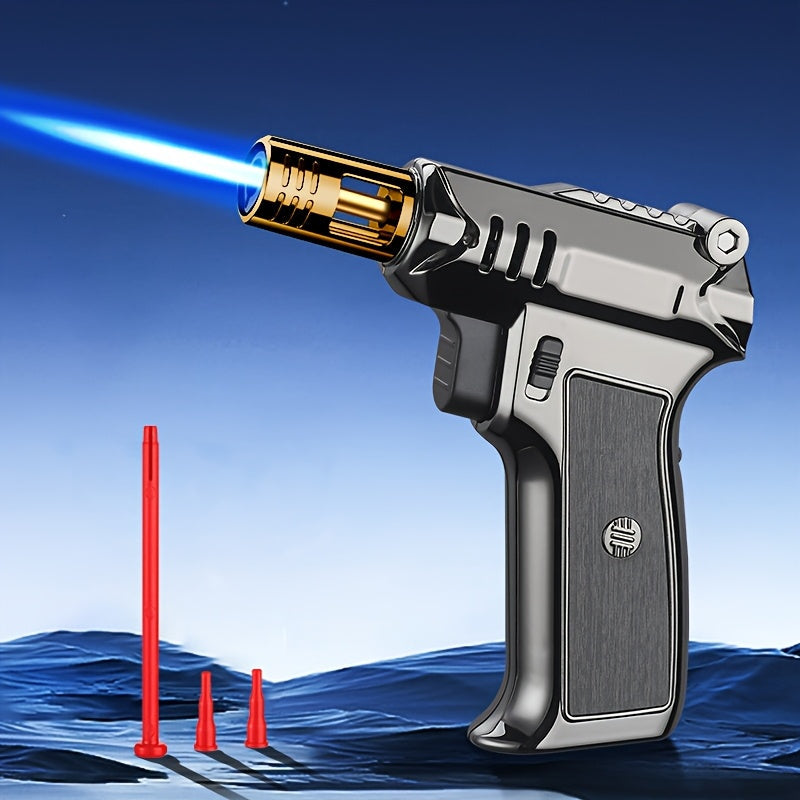 Kitchen Butane Torch Lighter with 6-Inch Flame ¨C Refillable Windproof Blow Torch with Safety Lock, Flame Lock & Tank Adapters, Adjustable Jet Flame for Cooking, Creme Brulee & BBQ (Butane Not Included)
