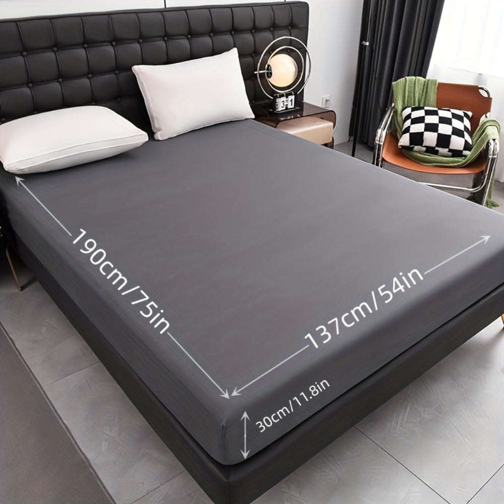 Waterproof Fitted Sheet Soft Breathable Mattress Cover Solid Color Deep Pocket Bed Sheet for Bedroom Guest Room Dorm Twin Full Queen King