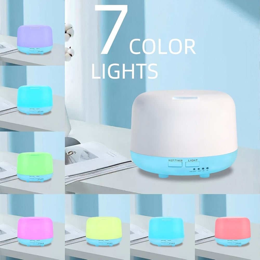 Essential Oil Diffuser Humidifier with 7 Color Night Light & Auto Shut-Off | USB Ultrasonic Aromatherapy Diffuser for Home, Office, Yoga & Spa | 300ML 500ML 16.91oz