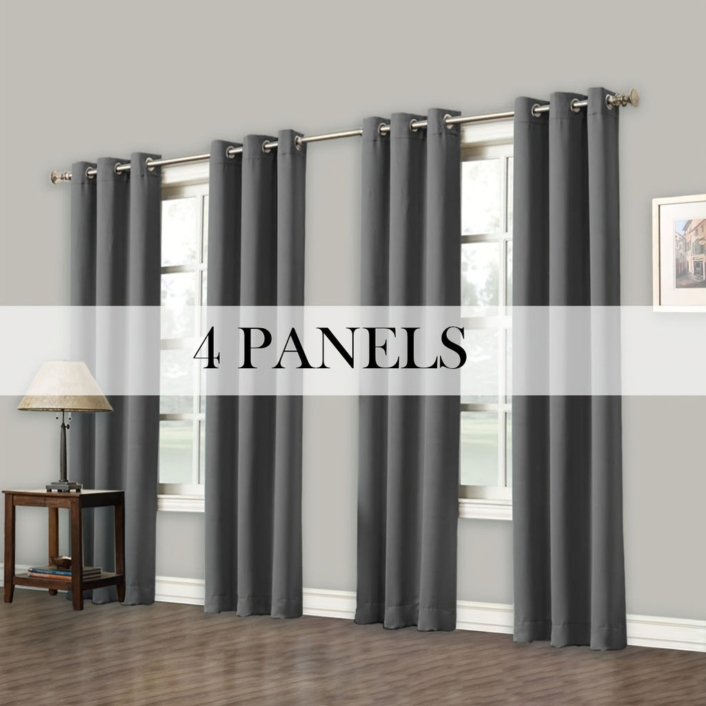 Blackout Curtains Grommet Top Room Darkening Window Drapes 4 Panels Set Living Room Bedroom