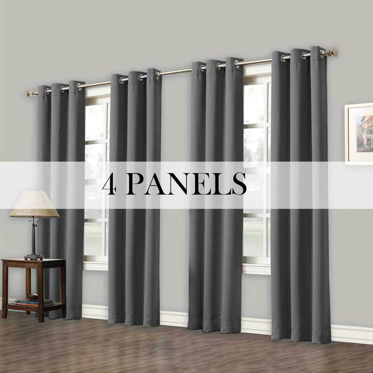Blackout Curtains Grommet Top Room Darkening Window Drapes 4 Panels Set Living Room Bedroom
