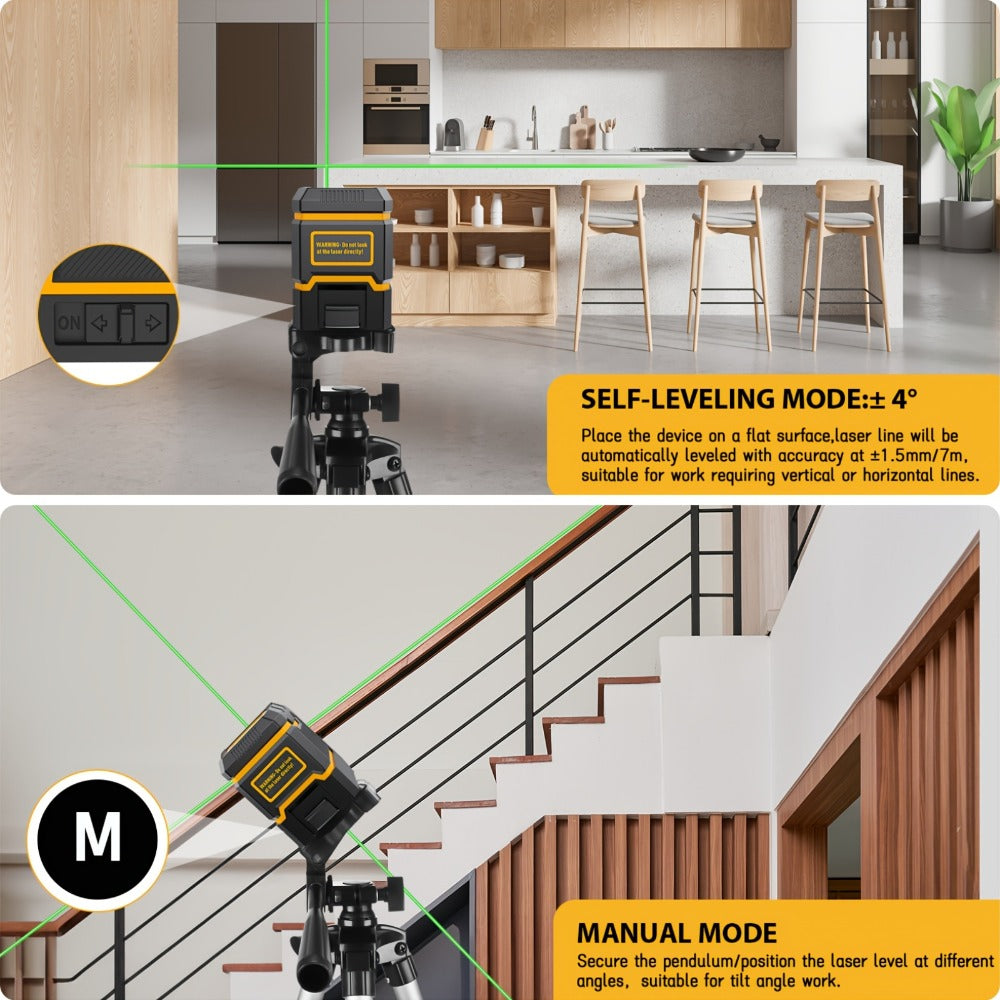 Green Laser Level Self-Leveling with Tripod ¨C Horizontal & Vertical Cross Line Laser for Construction, Tiling, Home Renovation & Interior Decoration
