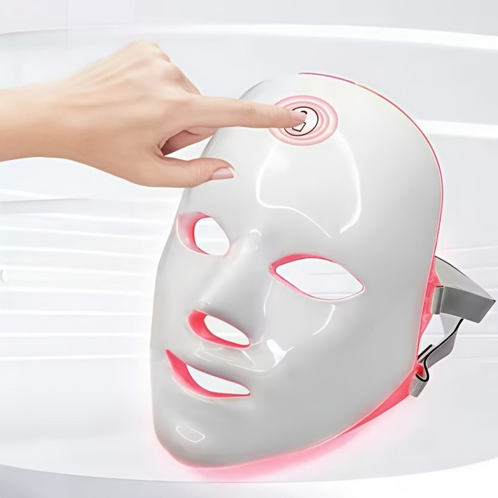 LED Light Therapy Facial Beauty Device - 7 Color Photon Skin Rejuvenation Face Care Tool, USB Powered Anti-Aging Wrinkle Acne Treatment Home Spa