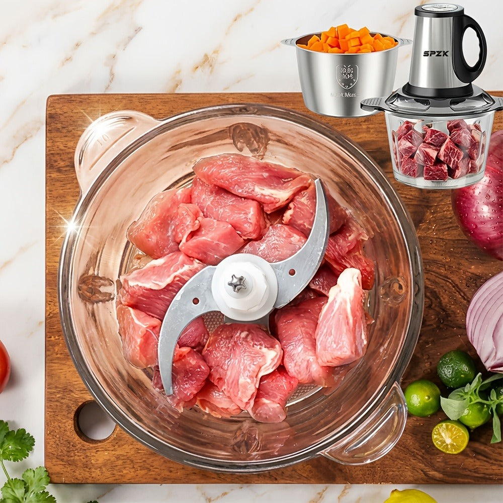 Electric Food Chopper with 2 Bowls & 2 Blades ¨C Multi-Function Food Processor, Meat Grinder & Vegetable Chopper for Meats, Salads, Nuts, Garlic & More