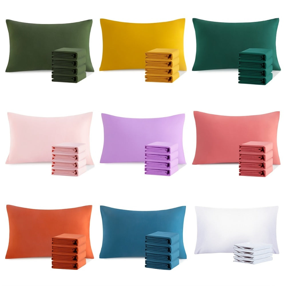 Pillowcases 4 Pack Queen 20x30 ¨C Brushed Microfiber Soft Wrinkle-Free Fade-Resistant Envelope Closure Solid Color 32 Colors