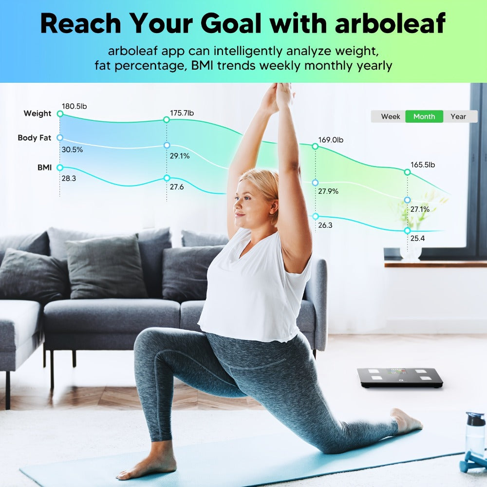 Smart Body Scale 14-in-1 ¨C Body Fat Scale with BMI, Muscle Mass & 14 Health Metrics, Wireless Bluetooth App Sync, Auto Recognition, 500 lb Capacity, HD LED Display for Home & Gym Use