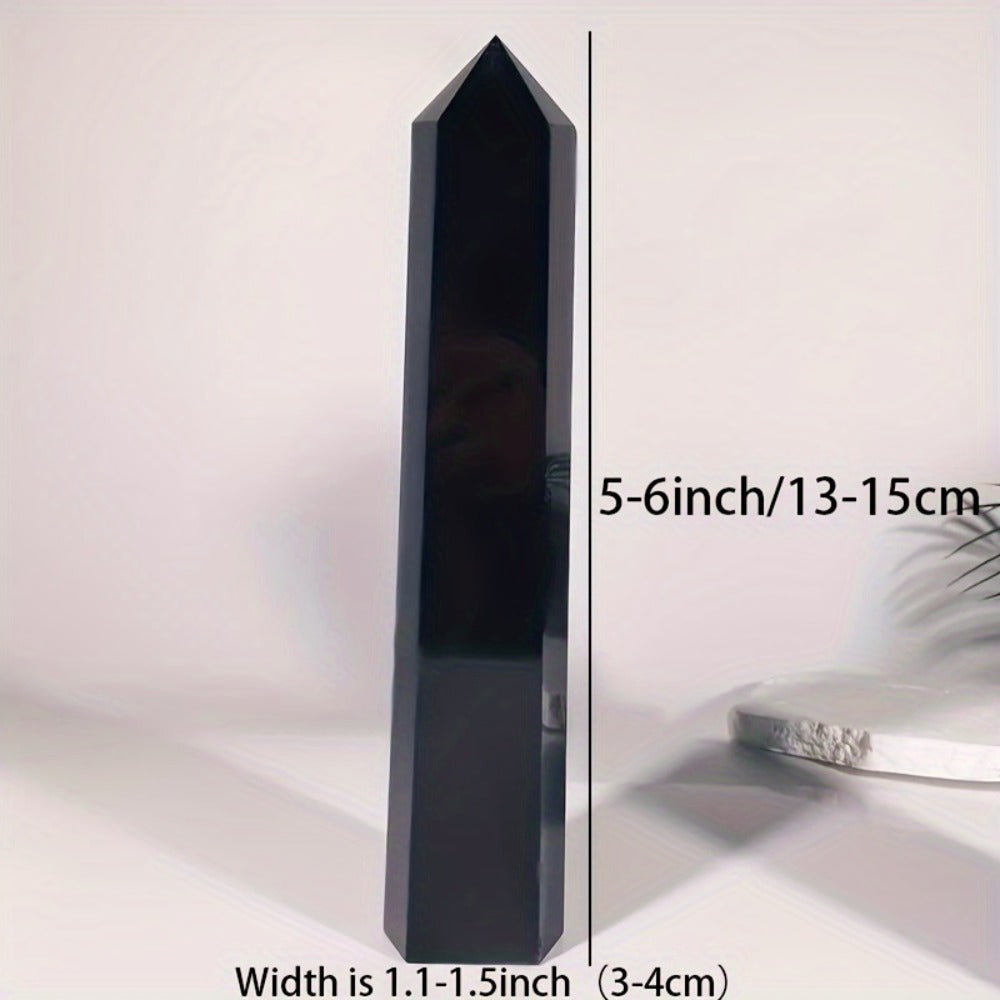 Black Obsidian Crystal Tower Natural Hexagonal Pillar Obelisk Generator for Home Decor Meditation Healing Crystal Feng Shui Office Holiday Gift 0.55-1.1LB