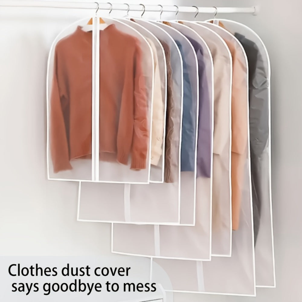Garment Bags 10 Pack Waterproof Transparent ¨C Hanging Clothes Storage Bags with Full Zipper for Wardrobe, Travel & Closet Organization ¨C Dustproof Clear Clothing Bags in M / L / XL / XXL