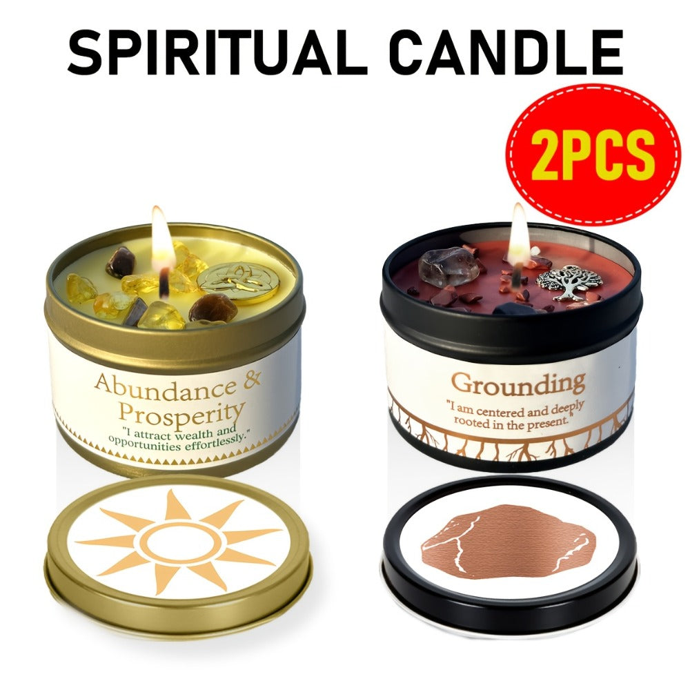 Manifestation Candles Scented Soy Wax with Crystal & Guidance Card for Meditation Yoga Focus | Law of Attraction Abundance Candle | Christmas Birthday Gift for Women