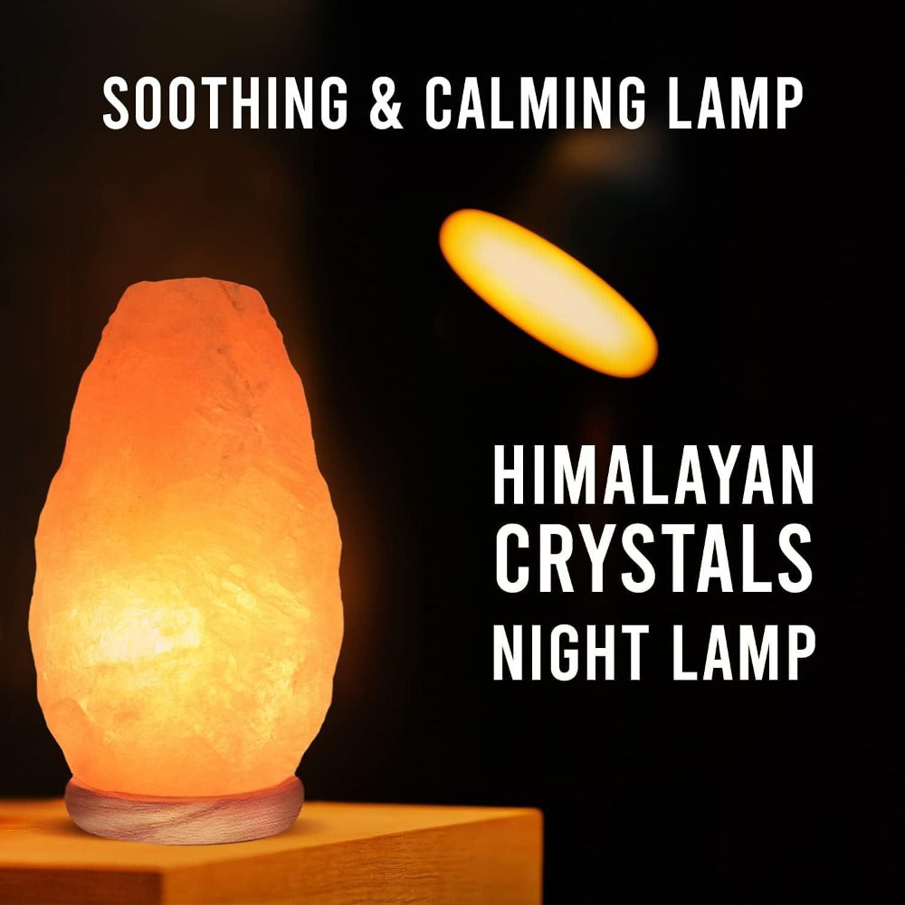 Himalayan Salt Lamp with Dimmer Touch Control | 5-7 lbs Natural Pink Crystal | Wooden Neem Base | Ambient Amber Glow | Air Purifying Night Light | Home Decor Gift for Bedroom Living Room
