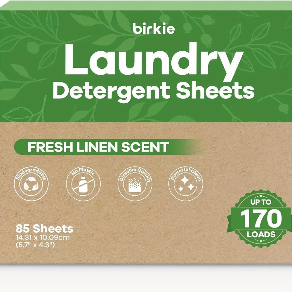 Laundry Detergent Sheets 170 Loads ¨C 85 Sheets, Liquidless Eco-Friendly Washer Sheets, No Plastic Jug, Fresh Linen Scent
