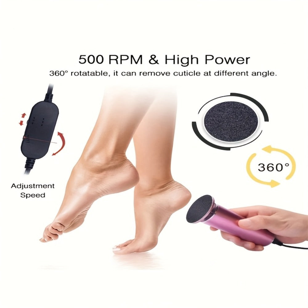Electric Foot Callus Remover with 60 Replacement Pads ¨C Adjustable Speed USB Rechargeable Dead Skin Remover for Men & Women, Metal Body