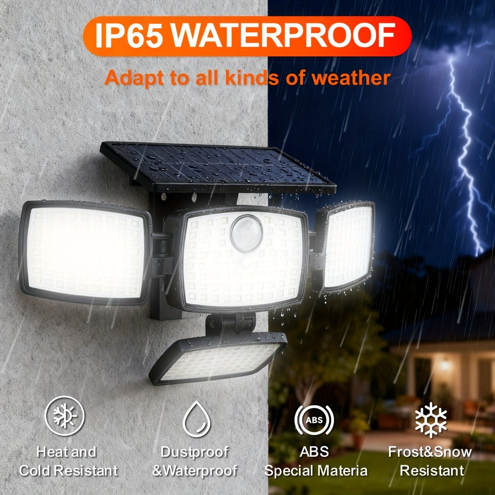 Solar Outdoor Motion Sensor Light 4-Head 3000LM ¨C 270¡ã Wide Angle, 3 Modes, IP65 Waterproof, Remote Control, Solar Flood Light for Garden Backyard Garage Wall Yard, 1/2/4 Pack