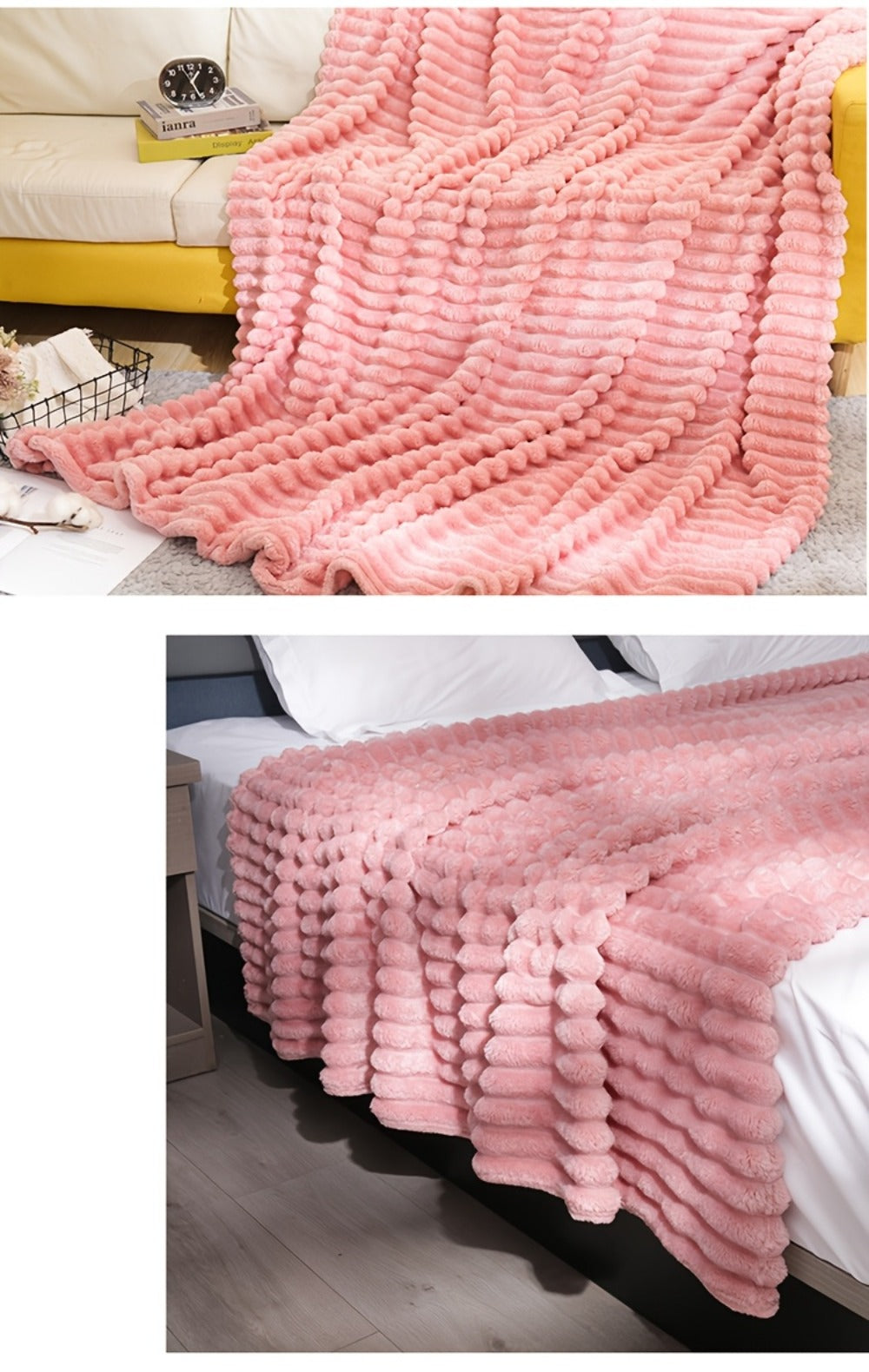 500gsm Heavy Plush Blanket ¨C Ultra Thick Soft Warm Fluffy Blanket for Bed, Sofa & Travel, Baby to Double Size, 5 Colors