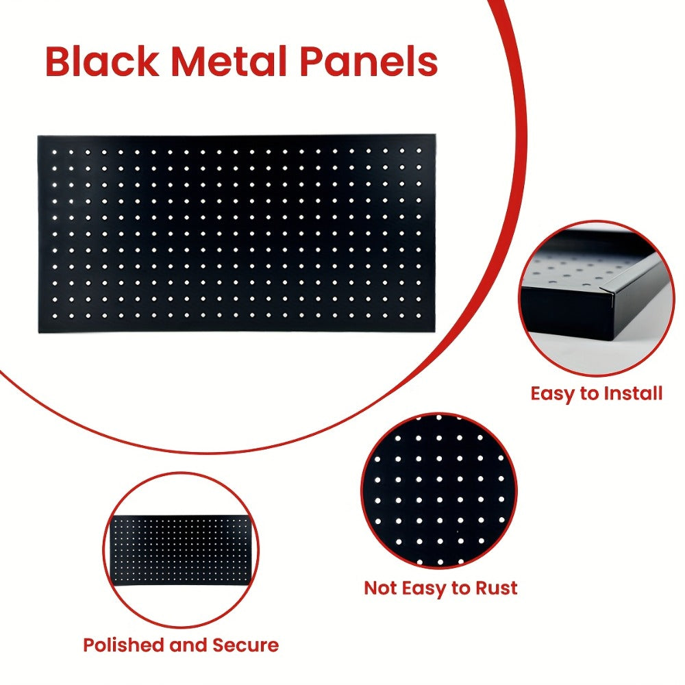 Metal Pegboard Wall Panels Garage Tool Storage Organizer Heavy Duty Steel Peg Board Wall Mounted Workshop Shed Craft Room 2 Pack 4 Pack
