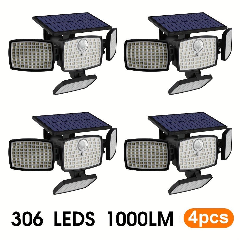 Solar Outdoor Motion Sensor Light 4-Head 3000LM ¨C 270¡ã Wide Angle, 3 Modes, IP65 Waterproof, Remote Control, Solar Flood Light for Garden Backyard Garage Wall Yard, 1/2/4 Pack