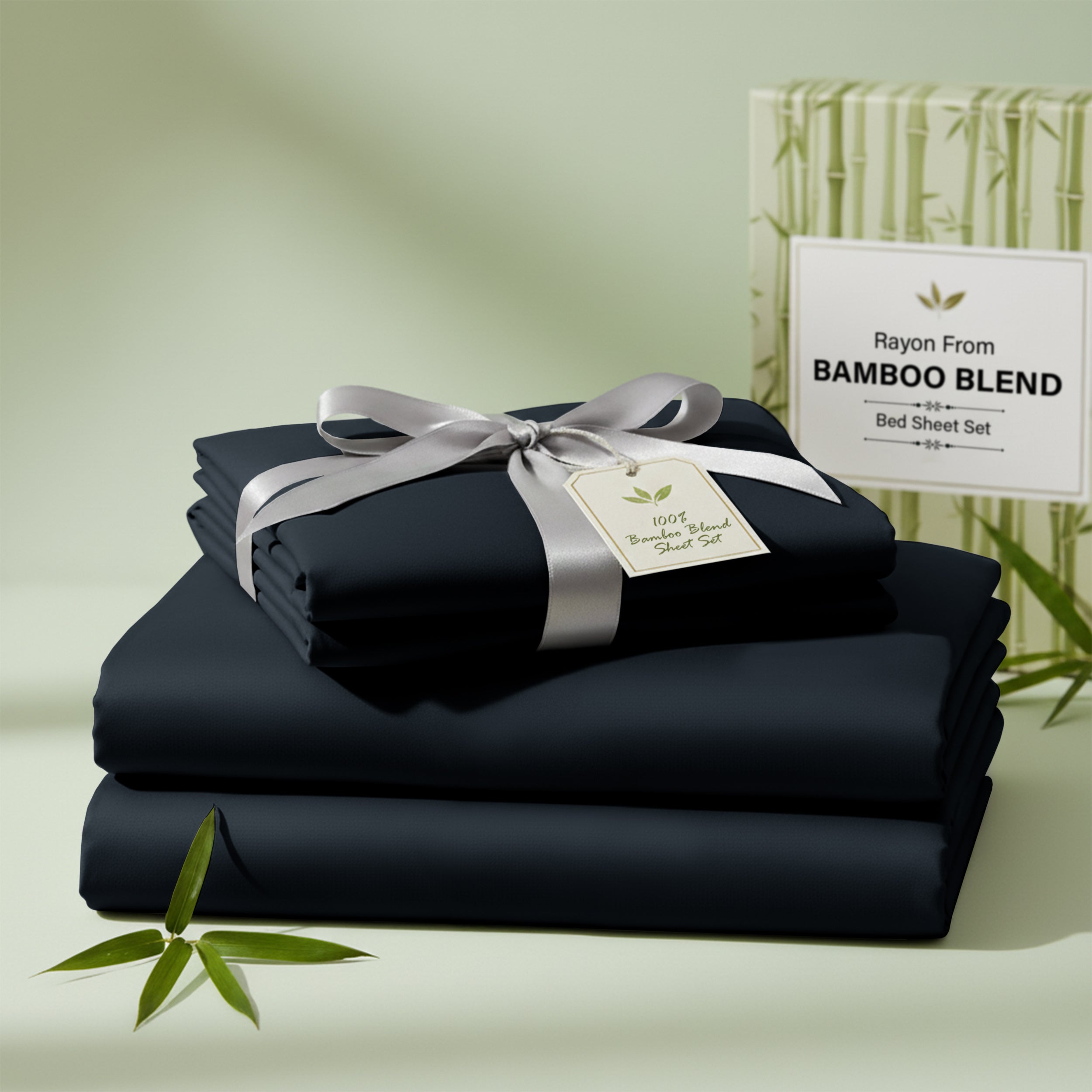 Bamboo Blend Bed Sheet Set 4 Piece 30% Bamboo Viscose 70% Polyester Cooling Deep Pocket 16 Inch Wrinkle-Resistant Moisture-Wicking Twin Full Queen King Cal King
