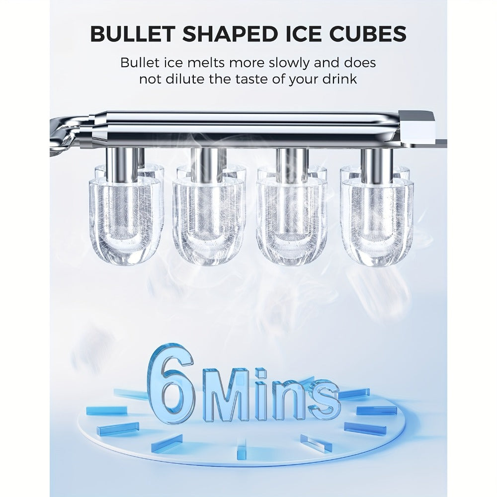 Portable Ice Maker Machine 26 Lbs/Day - Countertop Ice Maker Makes 8 Ice Cubes in 6 Minutes, 2 Ice Sizes, Self-Cleaning with Basket & Scoop for Home Kitchen Party Camping Bar RV, 4 Colors Available