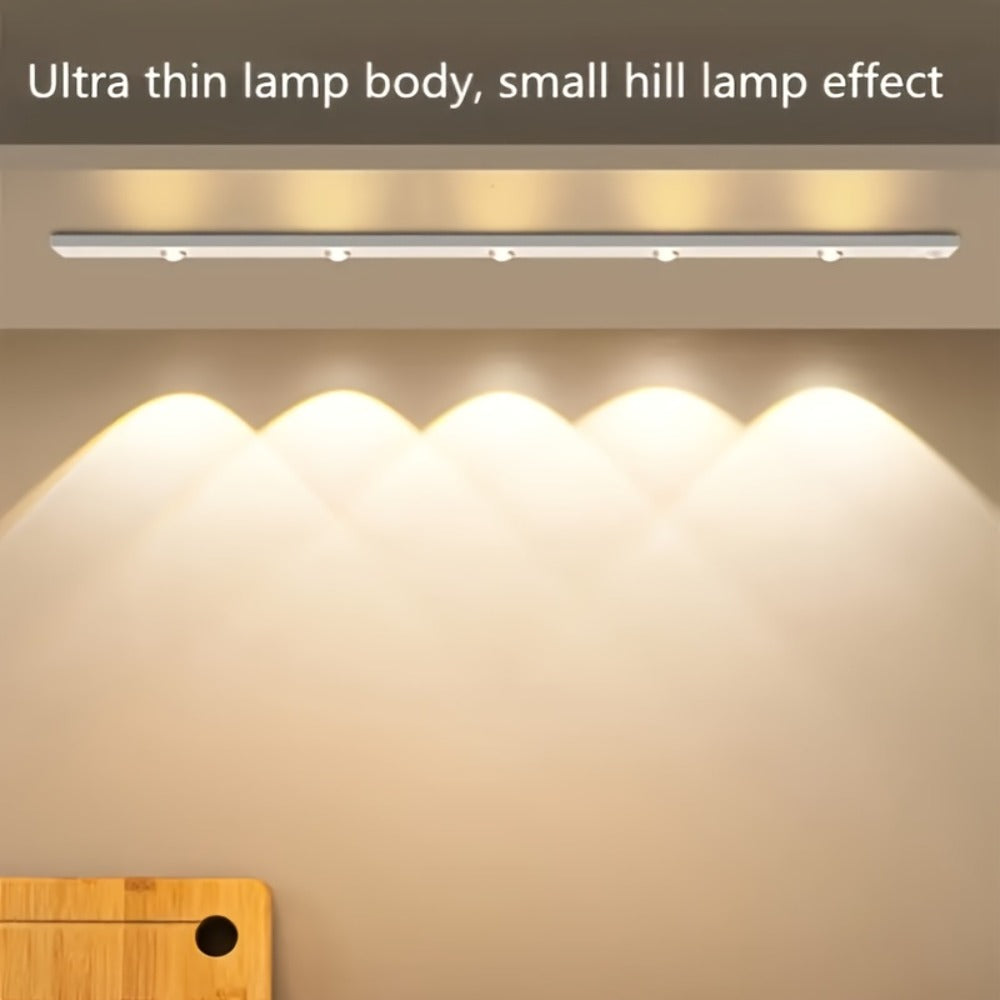 Motion Sensor LED Strip Light USB Rechargeable ¨C 3-Color Dimmable Wireless Night Light for Kitchen, Wardrobe, Cabinet, Shoe Cabinet & Bedroom (20cm / 30cm / 40cm / 50cm, 1 or 2 Pack)