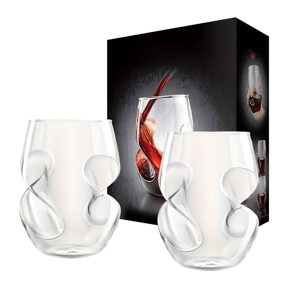 Borosilicate Drinking Glasses Set of 2 ¨C 16 Oz Elegant Curved Glassware for Wine, Iced Coffee, Mojitos, Juice & Whiskey ¨C Perfect for Parties, Weddings, Picnics & Gatherings