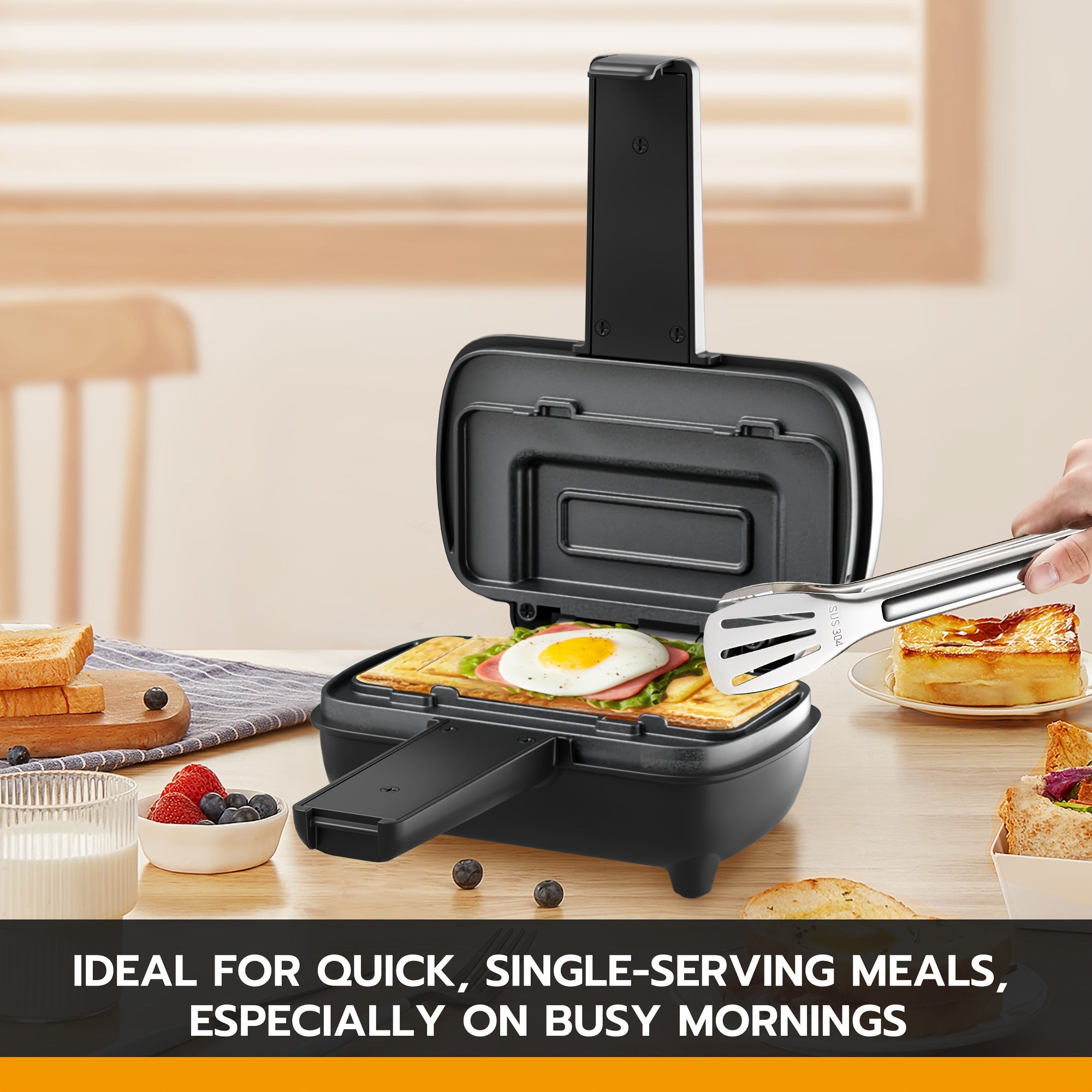 Electric Sausage Grill and Sandwich Maker with Nonstick Plate and Cord Storage Compact Countertop Cooker for Hot Dogs BBQ Sausages Veggie Sausages and Toasted Sandwiches Easy to Clean