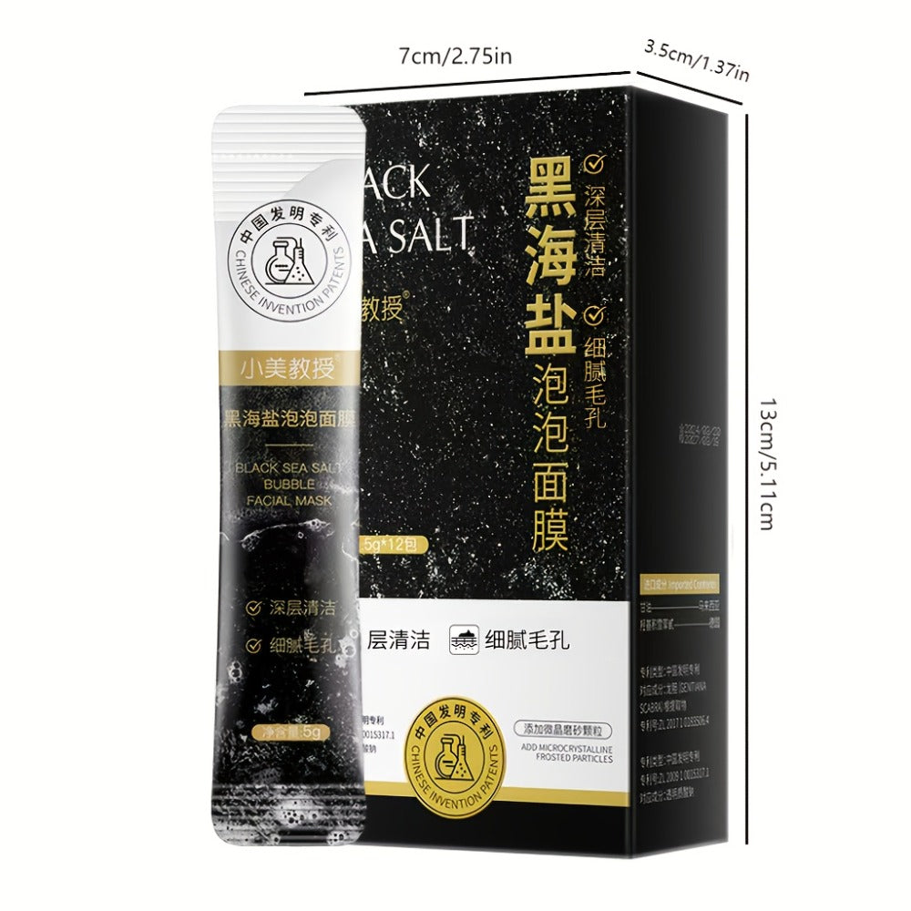 Black Sea Salt Bubble Mask with Nicotinamide, Moisturizing Foam Mud Mask Alcohol-Free for All Skin Types, Unisex Deep Cleansing Pore Purifying Face Mask ¨C Individual Portable Packs for Travel (12/24/36 Pack)
