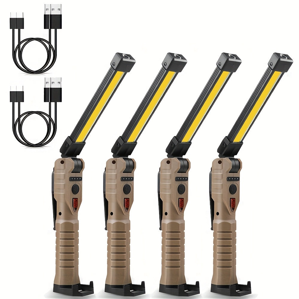 COB LED Work Light Magnetic Base Rechargeable USB 20000 Lumens 7 Modes 180¡ã Rotation Portable Hanging Flashlight with Built-in Battery Power Bank Function for Workshop Garage Car Repair 1/2/4 Pack