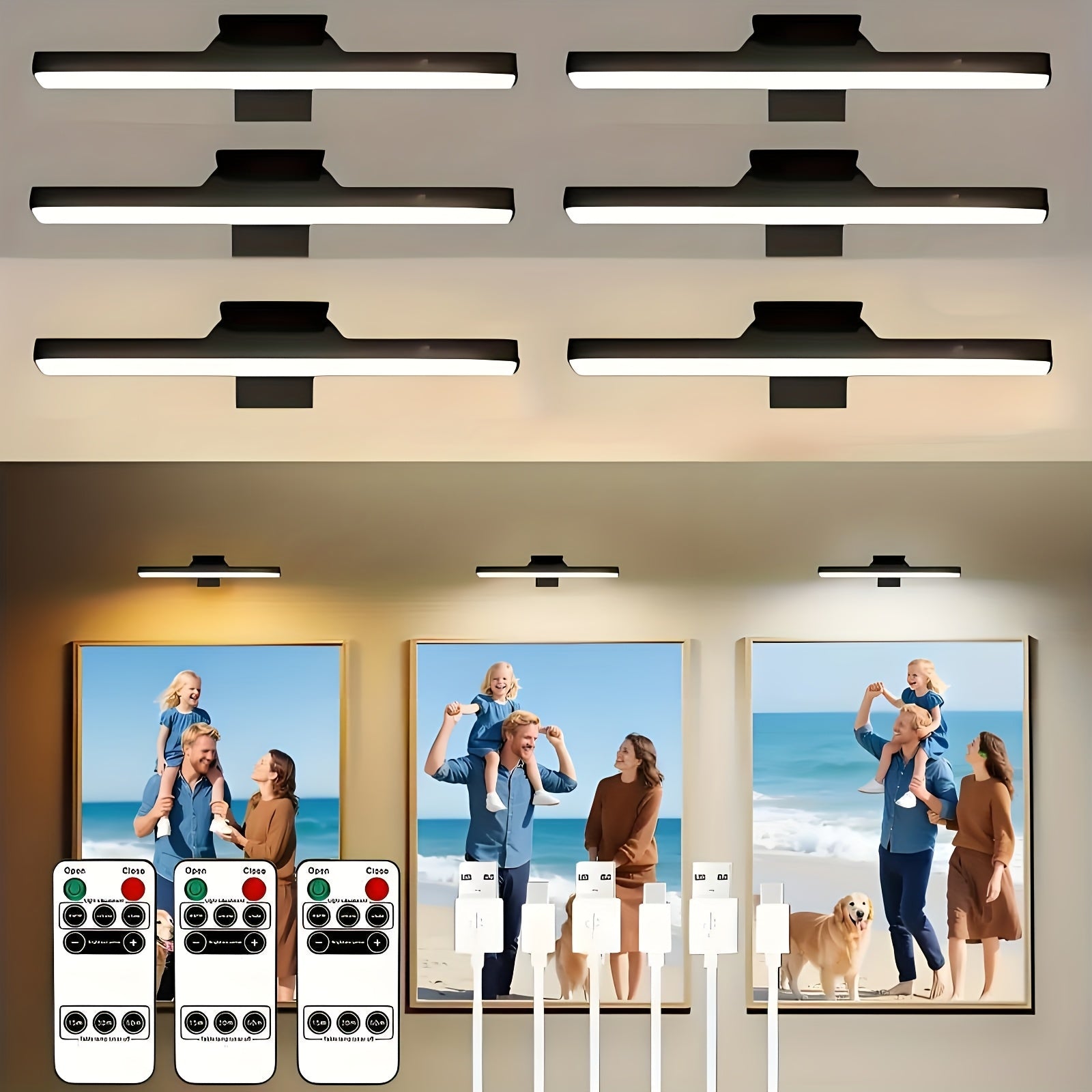 Picture Lights for Wall Battery Operated Rechargeable | Cordless LED Wall Sconce with Remote & 3 Color Temperatures ¨C Art Light for Painting, Frame, Gallery & Dartboard, Black