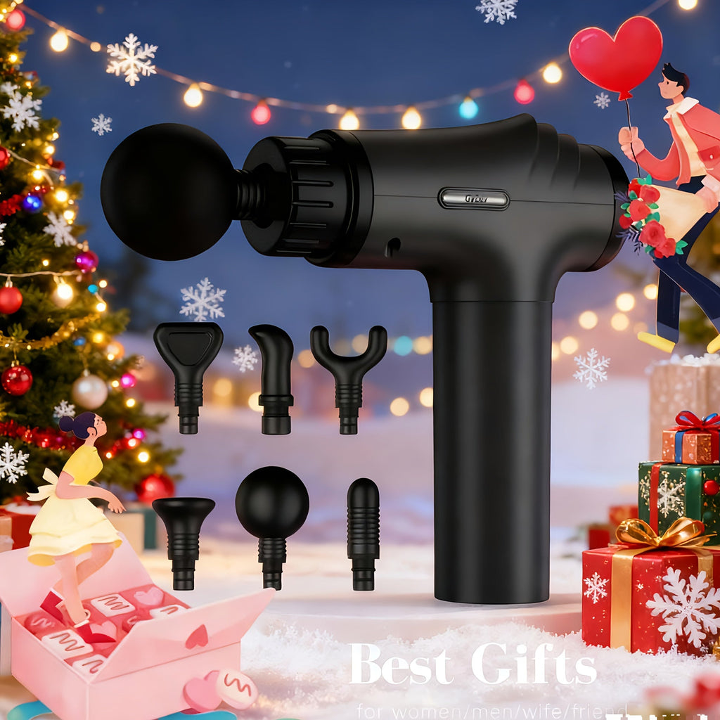 Massage Gun Deep Tissue - GVBER 6-Head Handheld Muscle Massager for Body Pain Relief, Relaxation & Recovery - Gift for Women Men