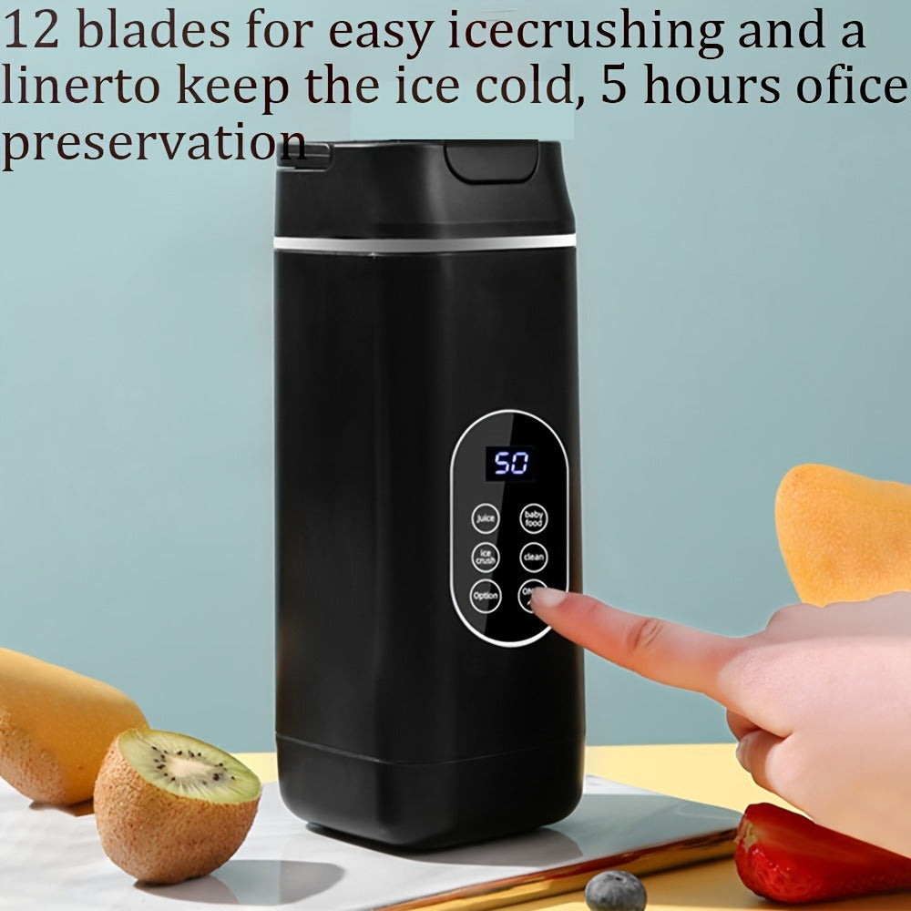 Portable Juicer USB Rechargeable with LED Display - Handheld Personal Blender for Smoothies, Juice & Ice Crush, Li-Ion Battery Powered Mini Juicer Cup for Home, Gym, Travel & Outdoor, Multiple Styles