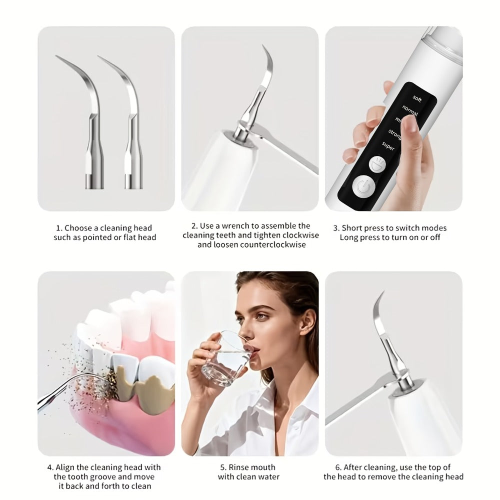 Interdental Cleaner Rechargeable USB Oral Irrigator ¨C 5-Speed Settings, LED Light, Portable Water Flosser for Plaque Removal, Braces, Bridges & Hard-to-Reach Areas