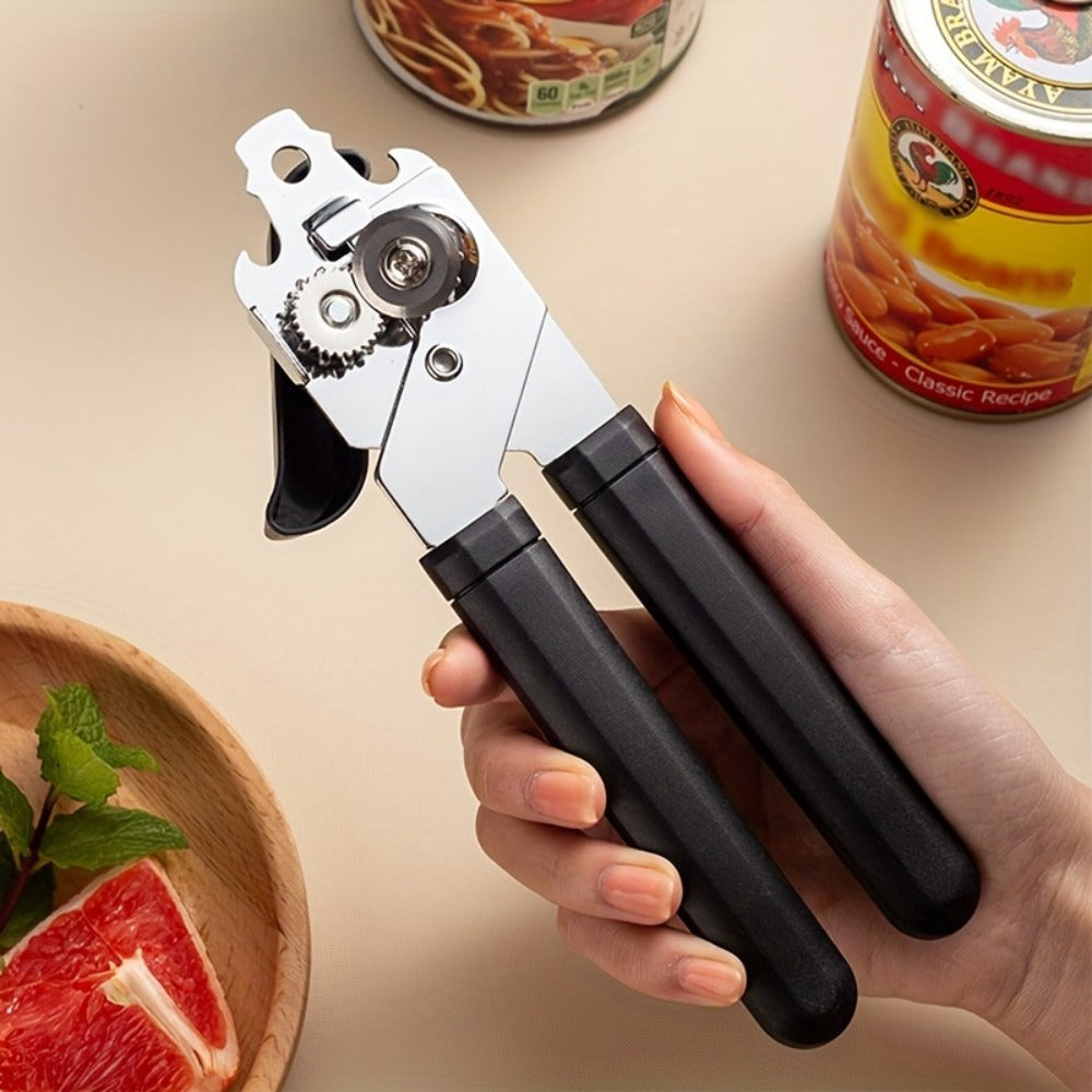 Can Opener 3-in-1 Stainless Steel Manual Can Opener with Smooth Edge Bottle Opener Ergonomic Handle Heavy Duty Kitchen Tool Universal Fit Home Cook Chef Gift 2 Pack